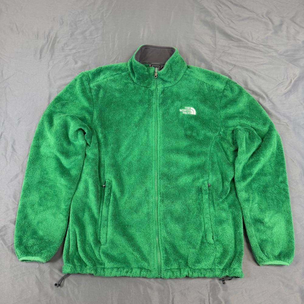 The North Face Osito Full Zip Fleece Jacket Green Womens XL High Pile Soft